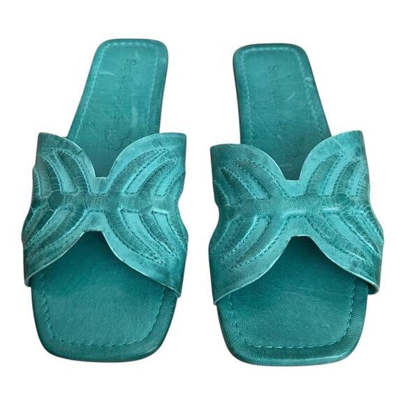 Seychelles Madhu Leather Square Toe  Slide On Sandals Women Size 9.5 - Picture 1 of 9